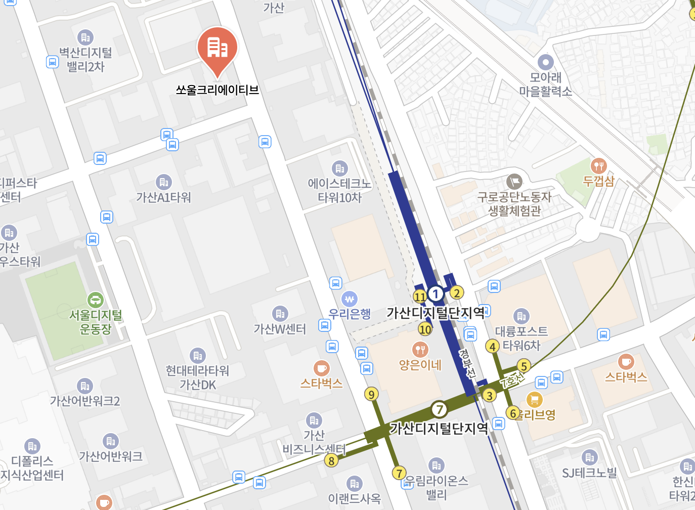 쏘울크리에이티브 위치 지도